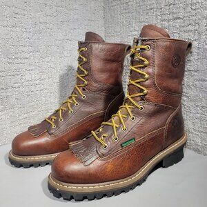 Georgia G7313 Men's Size 10M Brown Leather Steel Toe Waterproof Logger Boots
